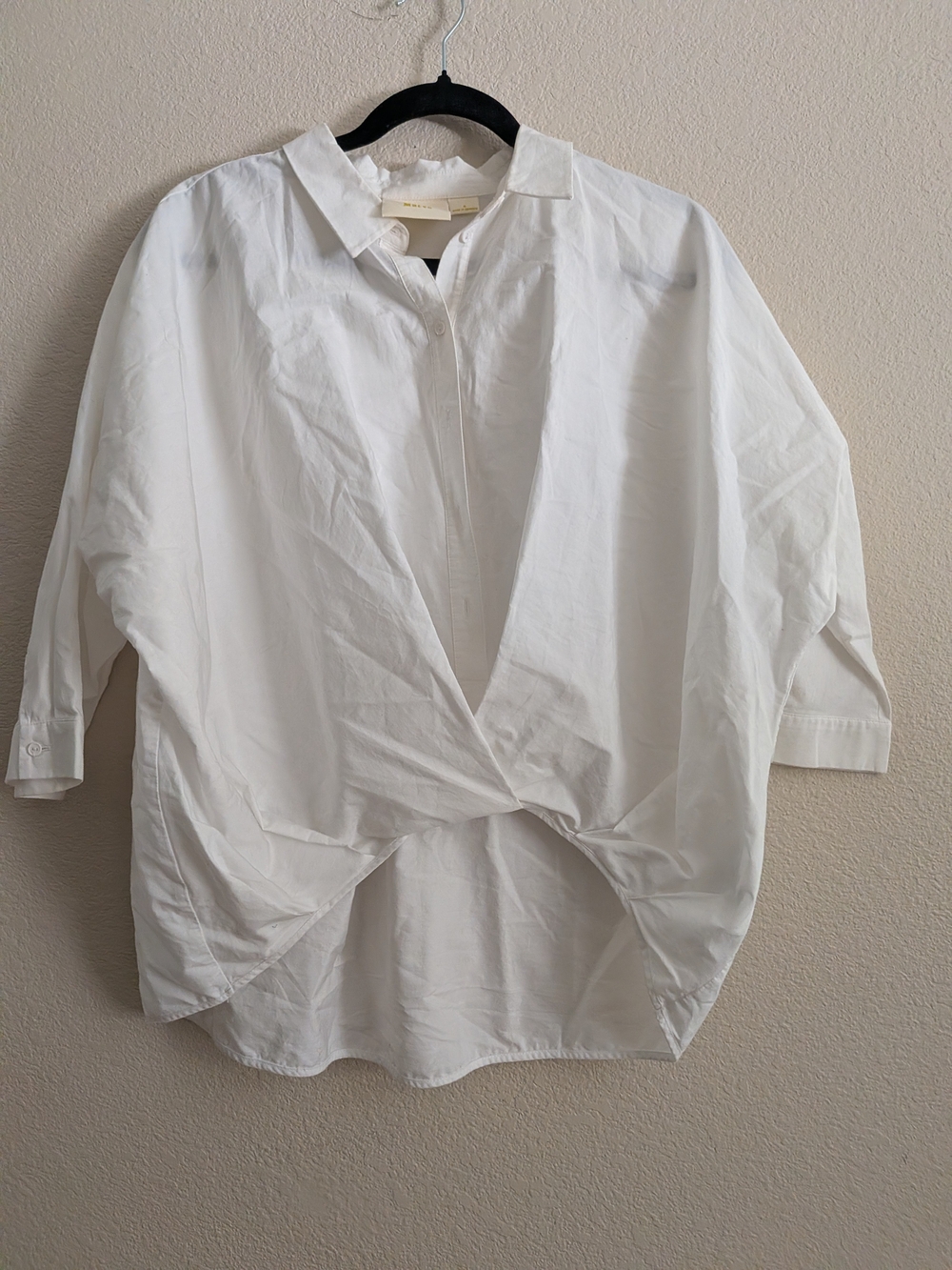 Maeve White Twist-Front Button-Down Shirt